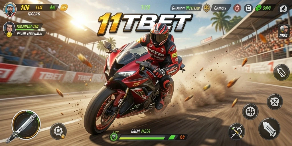 Tangkapan layar game 11TBET saat balapan motor yang mendebarkan.