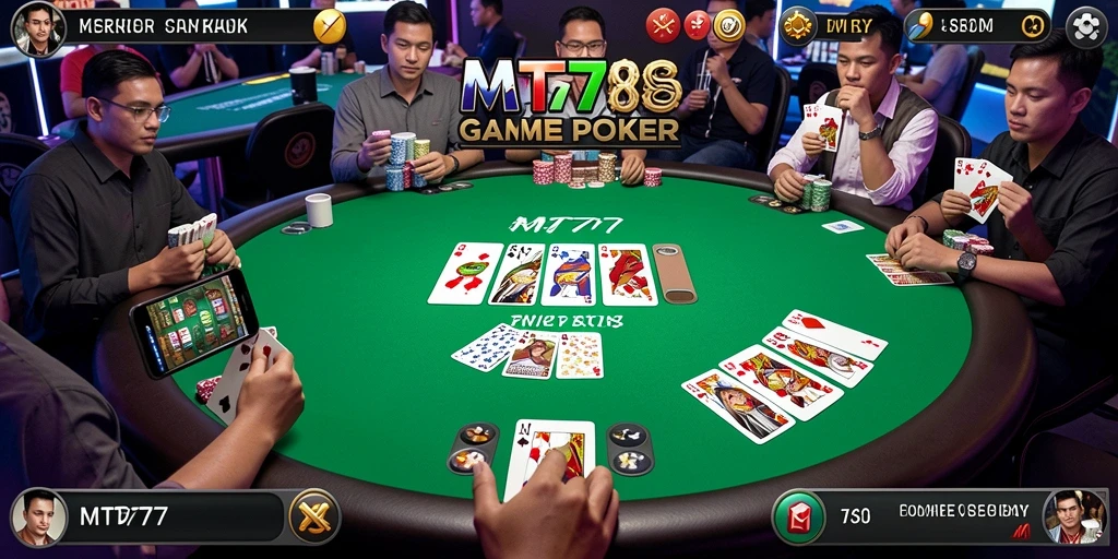 Tampilan gameplay poker di MT777 yang menarik dan interaktif.